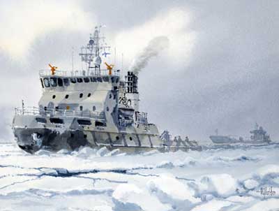 Færdigt udkast til det nye finske miljøfartøj og isbryder