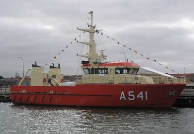 The surveying Vessel BIRKHOLM at Naval Base Korsr