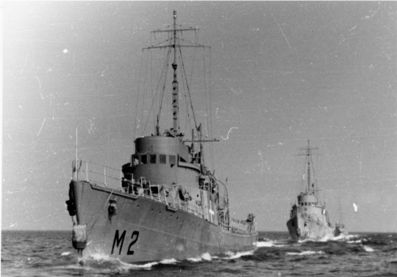 Two minesweepers of the SØLØVEN Class in a line-up