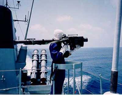 Stinger missile ready for launch on board a NIELS JUEL- Class