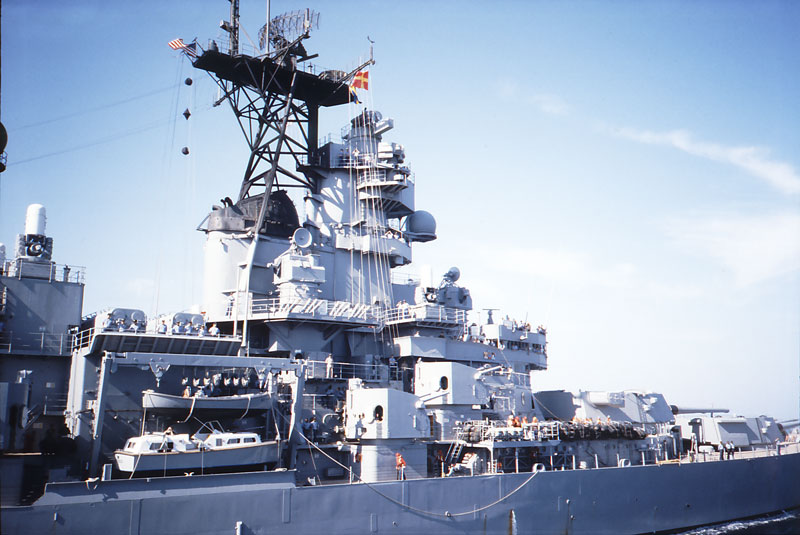 Replenishment at sea is concluded and OLFERT FISCHER says adieu to USS WISCONSIN