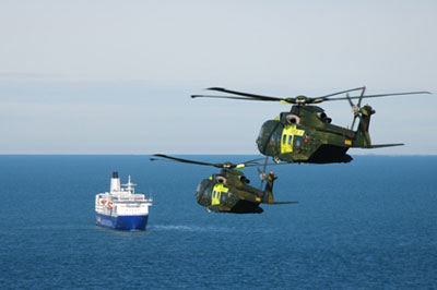 De nye EH101 redningshelikoptere deltog for første gang i en redningsmission.