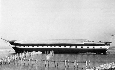 Fregatten JYLLAND i Ebeltoft i begyndelsen af 1960'erne