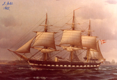 Fregatten JYLLAND under sejl