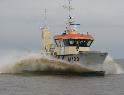 The Environmental Protection Vessel MILJ 103 during first sea trials