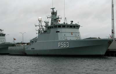 The patrol vessel SLVEN, seen at the naval base in Korsr